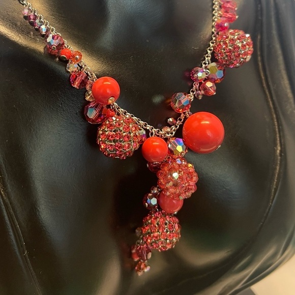 Pink Swarovski RARE crystal silver tone necklace - Picture 2 of 11